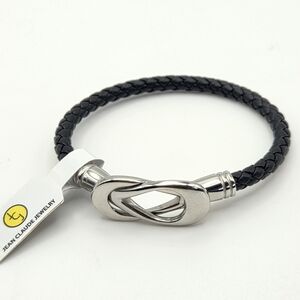 Jean Claude Leather And Stainless Steel Braided Bracelet